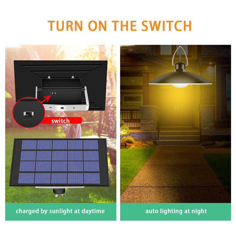 TOMTOP JMS Solarbetriebene Pendelleuchte in Schwarz mit verstellbarem Panel und Dämmerungssensor, IP65 wasserdicht für den Garten - Bild 3