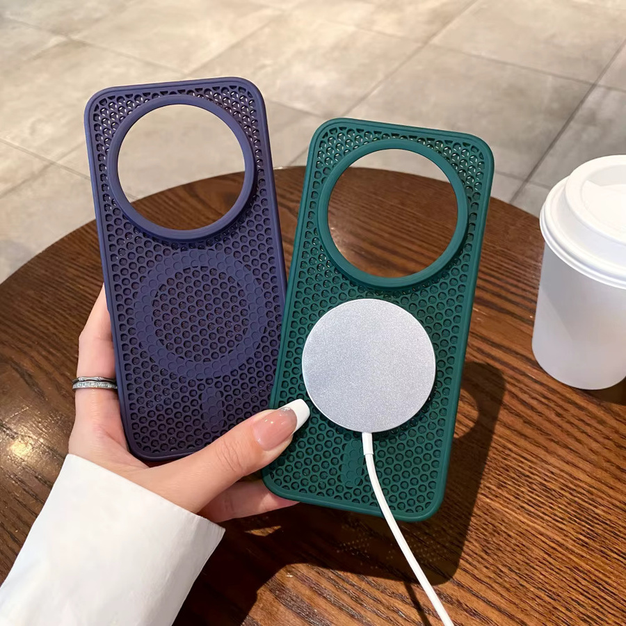 Atmungsaktive Mesh Handyhülle für Honor Magic 8 Pro, Magic 7 und 6 Pro mit Magnetischer Magsafe Kühlung in Braun - Bild 2