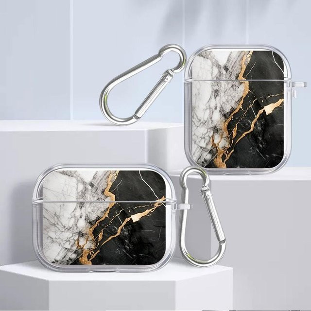 Transparente Schutzhülle mit Marmor-Muster für Apple AirPods Pro 1, 2 und 3 - Bild 1