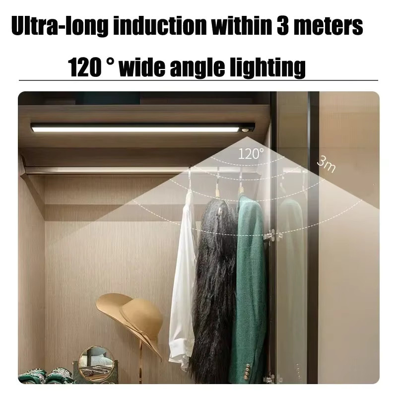 SKYSHADOW LED Küchen-Nachtlicht mit Bewegungssensor, kabellos und wiederaufladbar via USB, Silber, Länge: 80 cm - Bild 5