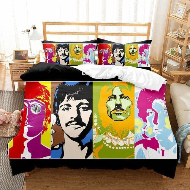 JMG Household Supplies The Beatles Mikrofaser Bettwäsche-Set mit Motiv, 3-teilig, Multicolor, B: 264 cm, H: 228 cm - Bild 1