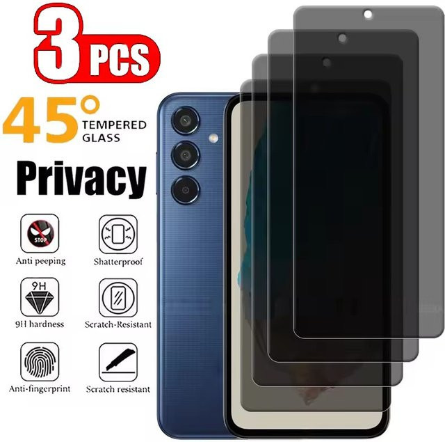3er-Set Privatsphäre-Displayschutzglas für Samsung Galaxy A10, A10E, A10S, A20, A20E, A20S, A30, A30S, A40, A40S, A50S, A60, A70, A70S, A80, A90 in Transparent - Bild 1