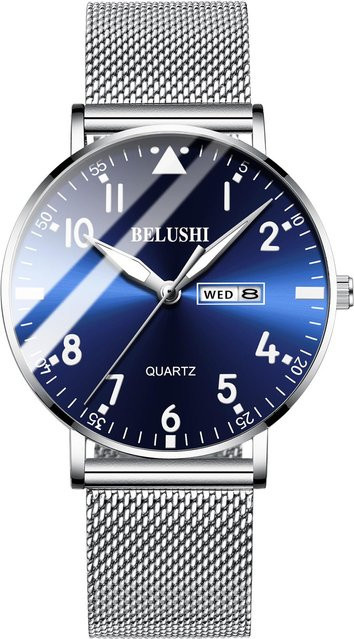 Dream Wristwatches Armbanduhr Edelstahl, Quarz, Blau/Silber, Herren - Bild 1