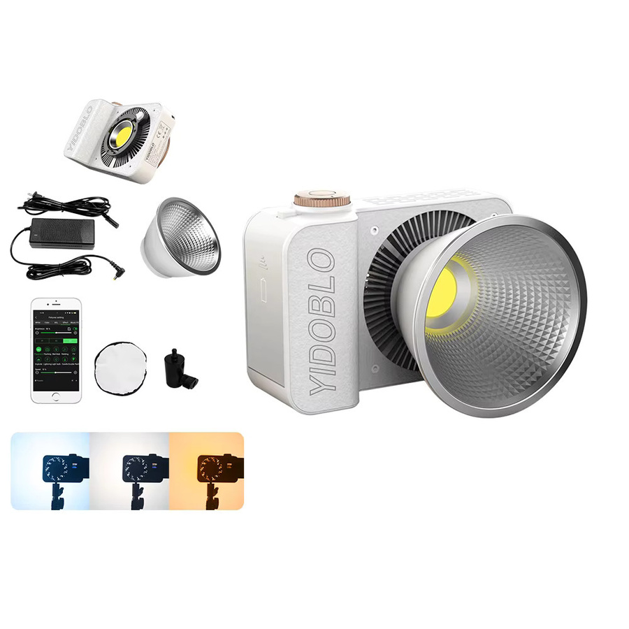 Yidoblo COB-Videoleuchte 100 W mit einstellbarer Farbtemperatur 2700–7500 K, tragbarer kontinuierlicher Lichtstrahler für Studio und Influencer, CRI95+, Schwarz - Bild 5