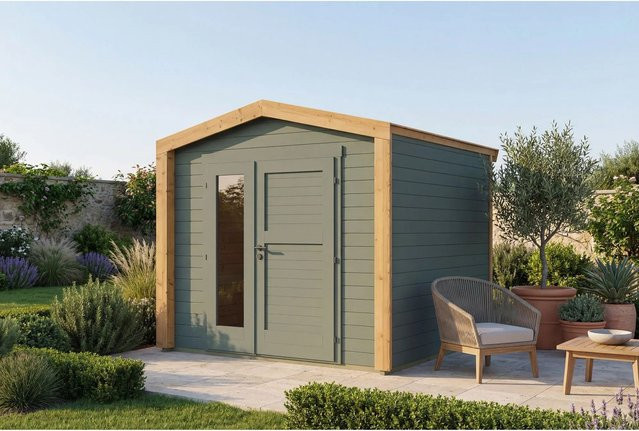 Weka Gartenhaus Killarney Satteldach lasiert in Schwarz-Grün B/T/H: 261 x 250 x 241 cm - Bild 1