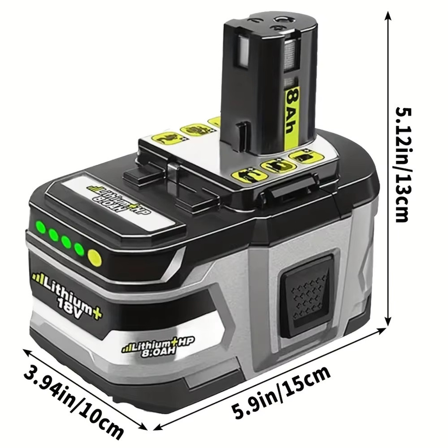 Ryobi ONE+ Hochleistungs-Lithium-Ionen-Akku 18V 8,0Ah mit geringer Selbstentladung für alle ONE+ Werkzeuge P104 P107 P108 RB18L50 RB18L20 - Bild 2