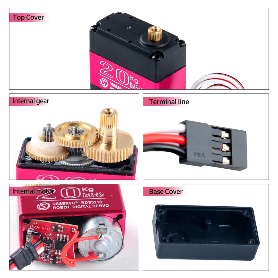 wishiot Digital Servo RDS3218MG, Metall Getriebe, 20 kg - Bild 4