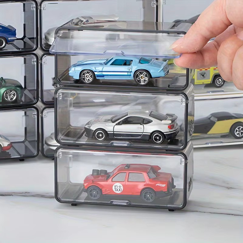 5er Set PGY Staubdichte Acryl Vitrinen mit Deckel und Stapelfunktion, Transparent, für Auto Modelle und Spielzeug - Bild 2