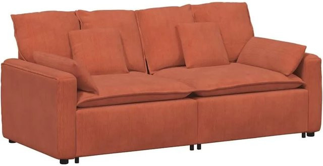 vidaXL Modulares Polstersofa mit Kissen in Rot und Orange mit Armlehnen und Schaumstofffüllung B/T/H: 224 x 105 x 64 cm - Bild 1