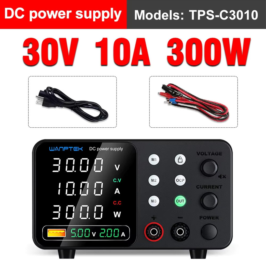 Wanptek DC-Labor-Netzteil in Schwarz mit regulierbarer Spannung und Strom sowie Dual-Eingangsspannung 220 V/110 V - Bild 2