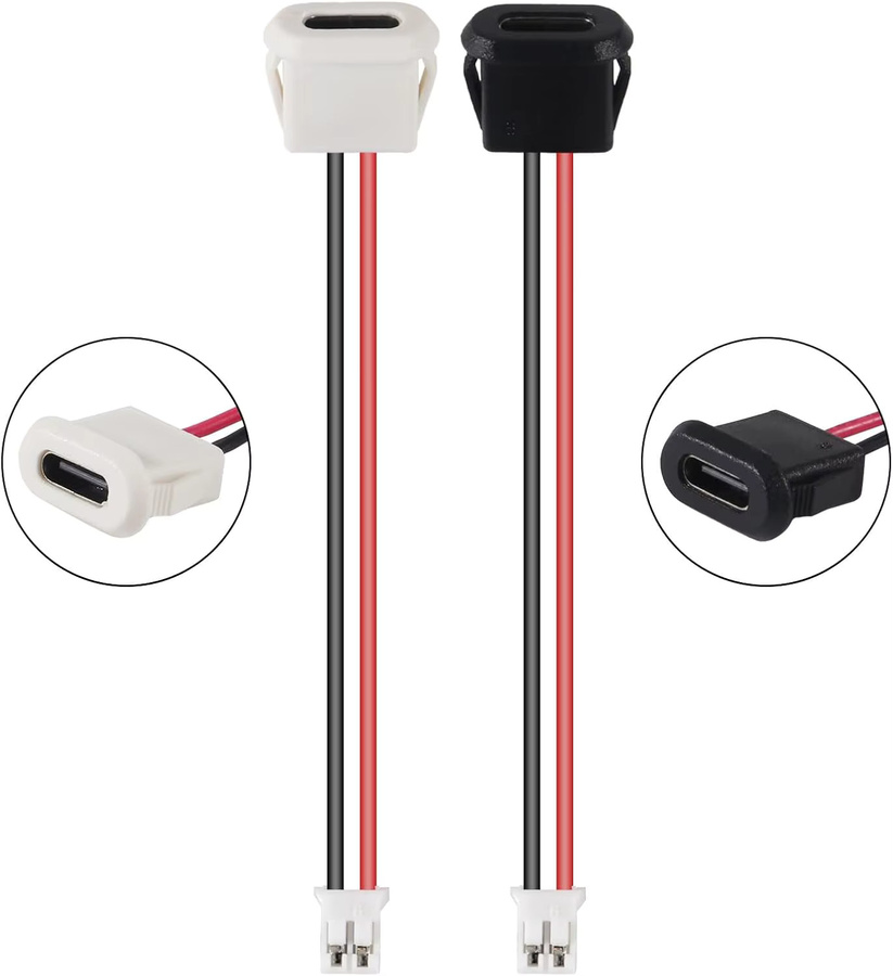 AOKIN 20er Set USB-C Weibliche Chassis Stecker mit 2P Direkt Crimp Jack als wasserdichte Ladeport Verlängerung in Multicolour - Bild 3