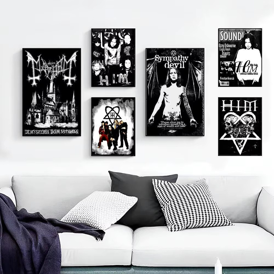 Anime Poster Rock H-hIM Band Wanddekoration aus weißem Kraftpapier mit Klebefläche, B/H: 15 x 15 cm - Bild 3