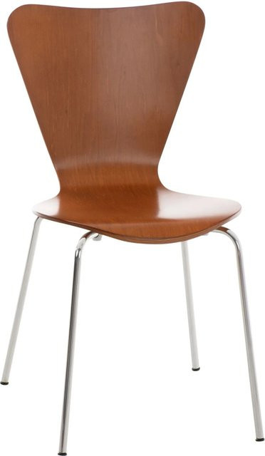DELUKE Besucherstuhl BERLIN Konferenzstuhl und Bürostuhl aus Holz und Metall in Braun, B/T/H: 45 x 49 x 85 cm - Bild 1