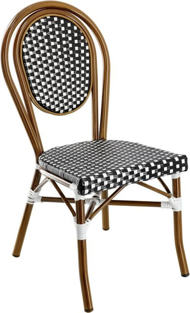 PULSIVA Outdoor-Bistrostuhl Glory Set aus 2 Stück, Sitz schwarz/weiß mit braunem Gestell, B/T/H: 60 x 43 x 89 cm - Bild 1