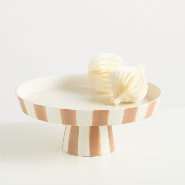 Keramik Etagere BLUME2000 Stripe Karamell in Braun und Beige, rund, Höhe: 28,0 cm, Durchmesser: 12,0 cm - Bild 1