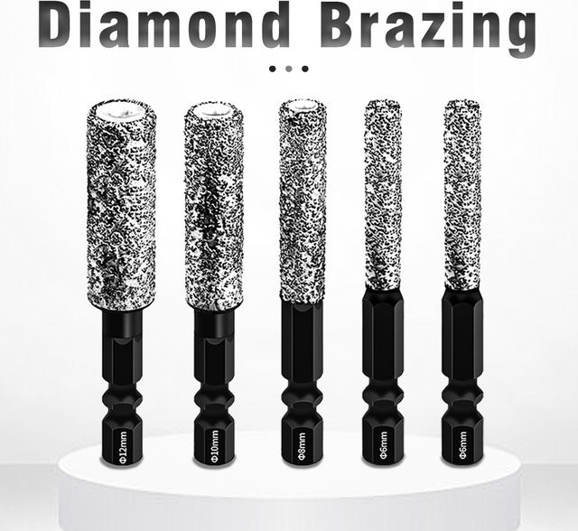 SHENSEN Diamantbohrer Set mit Sechskantschaft für Keramikfliesen, Marmor und Granit, 5 Stück, Farbe: Silber, Durchmesser: 6 mm bis 12 mm - Bild 1