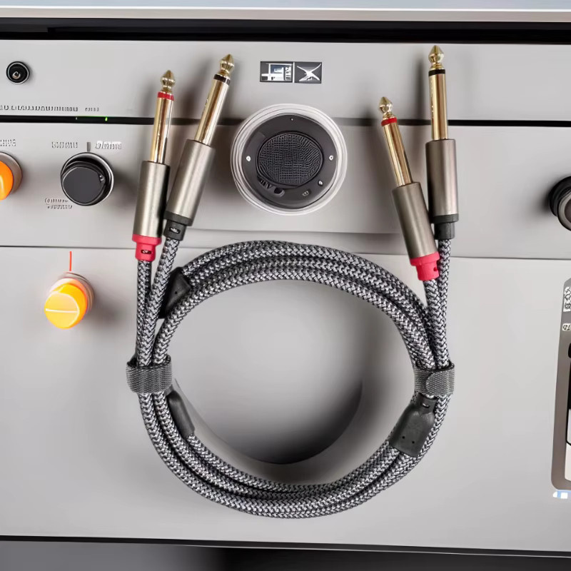 Dual 1/4 Zoll TS zu Dual 1/4 Zoll TS Stereokabel in Grau für AV-Receiver, Verstärker, Mischpulte und Hi-Fi-Stereoanlagen - Bild 2