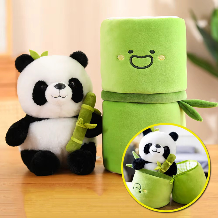 CONUSEA Kawaii Bambusrohr Panda Set, Plüschtier, Reversibles Design - Bild 5