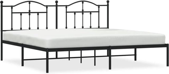 vidaXL Bettgestell aus Metall mit Kopfteil in Schwarz, B/T: 200 x 200 cm - Bild 1