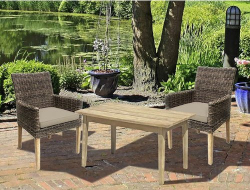 Garden Pleasure Gartenmöbelset 3-teilig aus Akazie in Braun mit rustikaler Optik, B/T/H: 160 x 89 x 200 cm - Bild 2