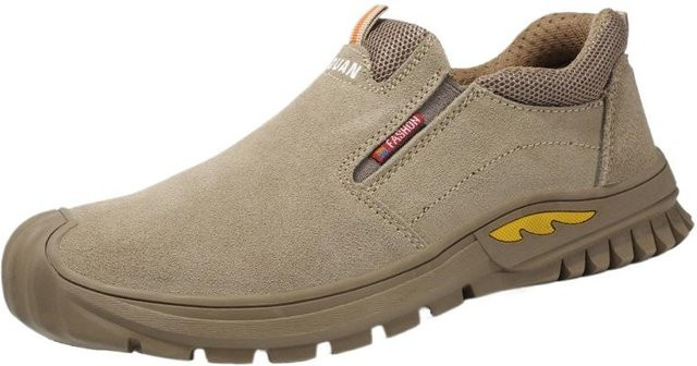 Shoekeeper Arbeitsschuhe aus Leder in Beige, bruchsichere und durchstichfeste Sicherheitsschuhe mit Stahlkappe und Pedal, Größe 45 - Bild 1