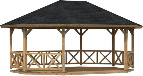 Achteckiger Pavillon PALMAKO Betty mit Walmdach in Braun, B/H/T: 615 x 362 x 467 cm - Bild 1