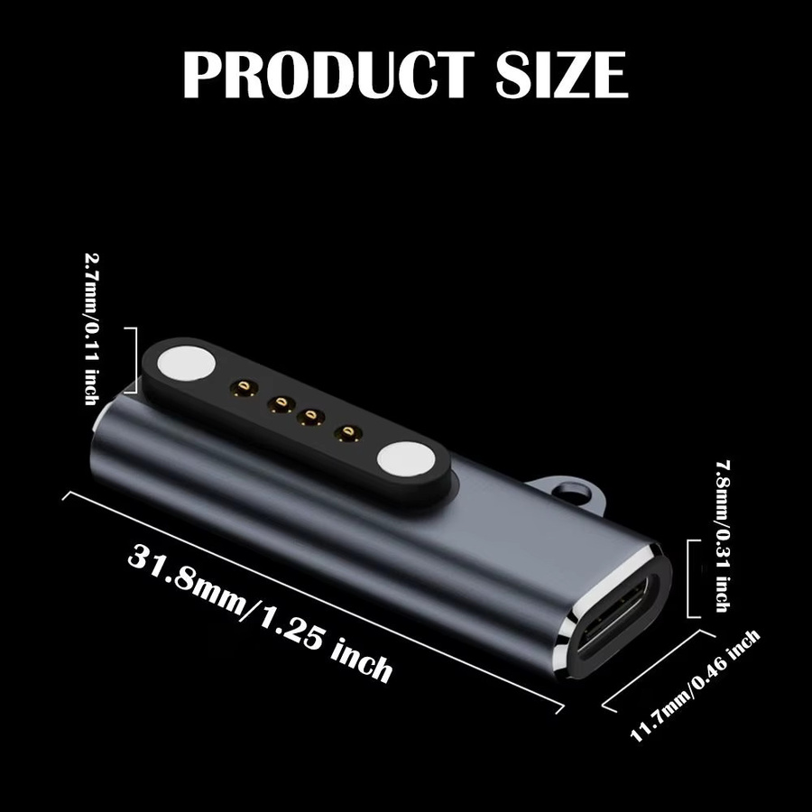Magnetischer Ladeadapter USB-C auf 7,62 mm 2-Pin/4-Pin für Shokz Knochenleitungs-Kopfhörer und Smartwatches, Schwarz - Bild 4