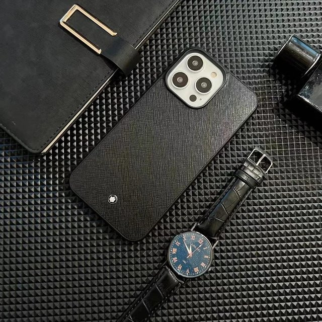Business Ins High-End Leder Textur Handyhülle für iPhone 17 16 15 14 13 Pro Max, Sturzsichere Schutzhülle in Schwarz - Bild 1
