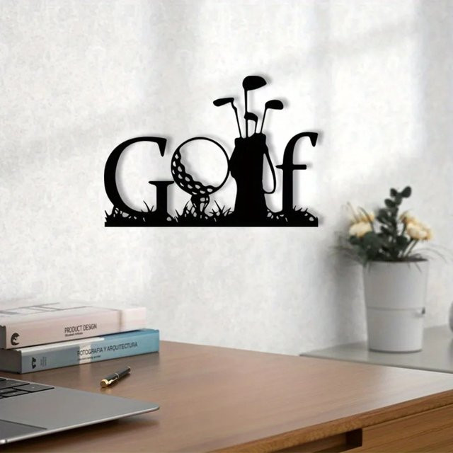 CIFBUY Golf Metall-Wandkunst Silhouette Schwarz, Wanddekoration für Golf-Liebhaber, B/H: 30,48 x 30,48 cm - Bild 1