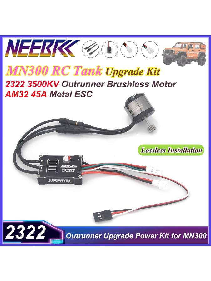 NeebRC MN300 Upgrade Kit 2322 3500KV Outrunner Bürstenloser Motor, AM32 45A ESC, Metallgehäuse - Bild 3