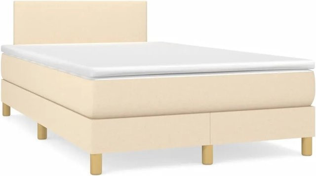 vidaXL Boxspringbett mit Matratze in Beige aus Stoff, B/T: 120 x 200 cm - Bild 1