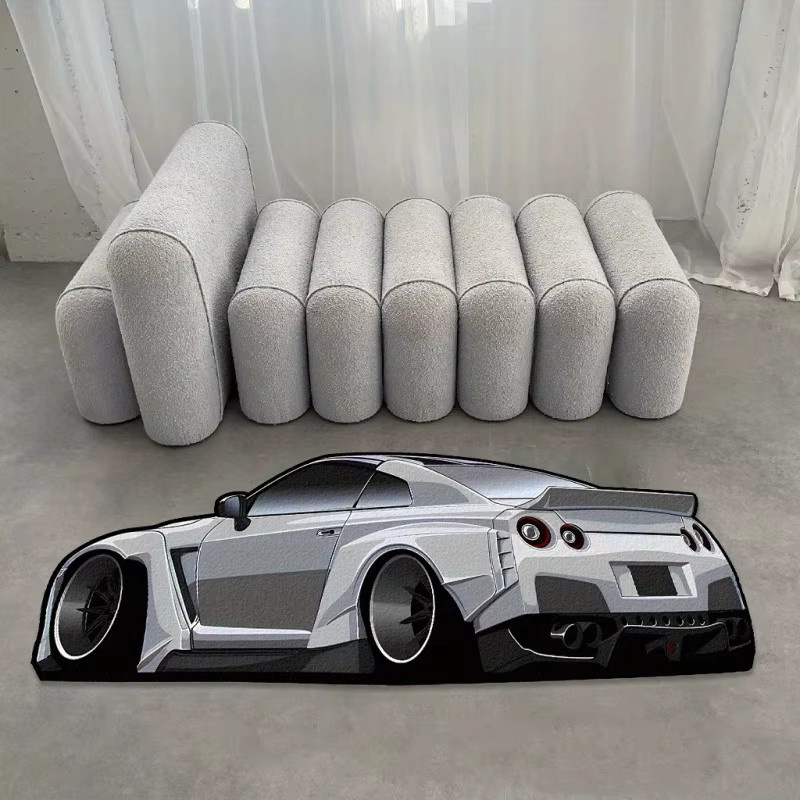 VIKAMA Sportwagen-Dekoteppich in Grau, weicher Plüschteppich für Schlafzimmer und Sofa, Breite: 120 cm, Tiefe: 40 cm, Höhe: 40 cm - Bild 3