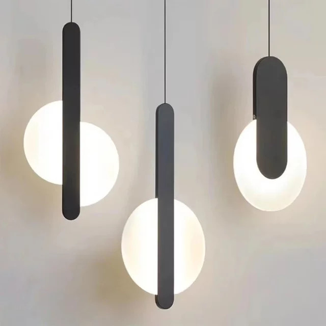 BANMENG Moderne LED-Pendelleuchte in Weiß und Schwarz mit Glaskugel aus Metall für Wohnzimmer und Schlafzimmer - Bild 1