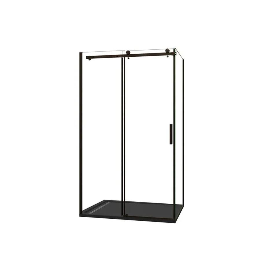 Duschparadies Duschkabine mit Schiebetür und Seitenwand, Schwarz, B/T/H: 120 x 80 x 200 cm, 8mm ESG Nano Glas - Bild 2