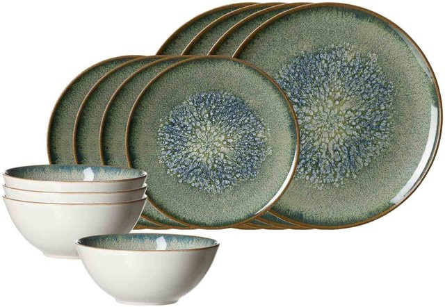 Ritzenhoff & Breker Basic-Set Verde Dinner-Service aus Keramik, 12er Set, in Türkis, Braun und Grün - Bild 1