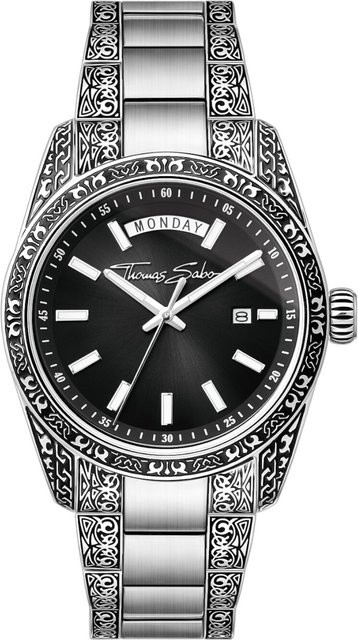 Thomas Sabo Herrenuhr, Quarz, Edelstahl, 40 mm, Schwarz - Bild 1