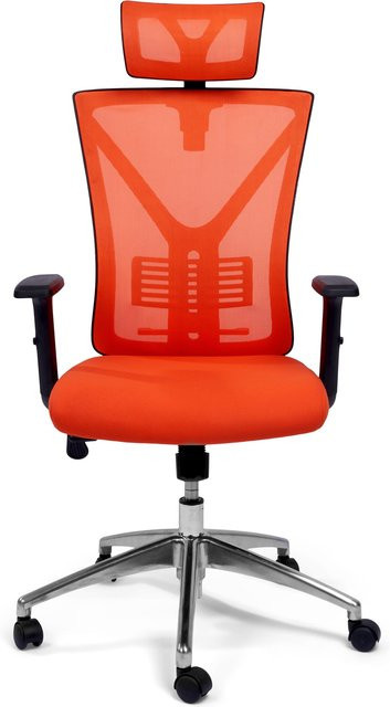 TPFLiving ergonomischer XXL Bürostuhl ZEUS in Orange mit Kopfstütze und Armlehnen, belastbar bis 200 kg - Bild 1