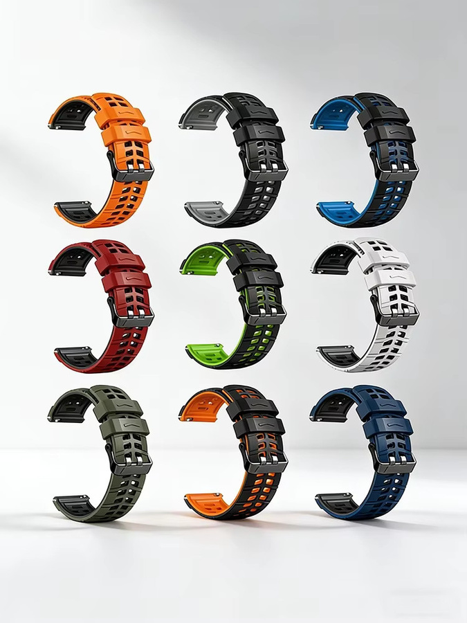 QCTOG Smartwatch-Armband Silikon, 22 mm, Schwarz - Bild 3
