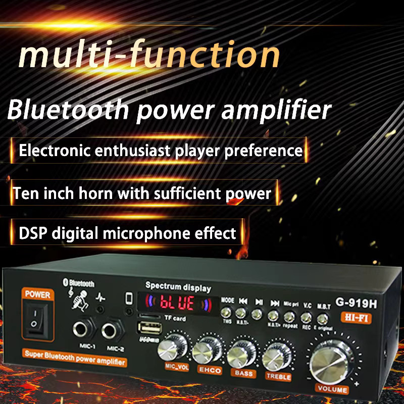 Luxuglow G-919H Home Power Verstärker mit Bluetooth und FM, 1000W Audio Sound System für Subwoofer und Lautsprecher, Schwarz - Bild 2