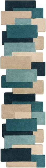 Flair Rugs Wollteppich Collage Blau-Beige B: 60 cm, L: 230 cm - Bild 1