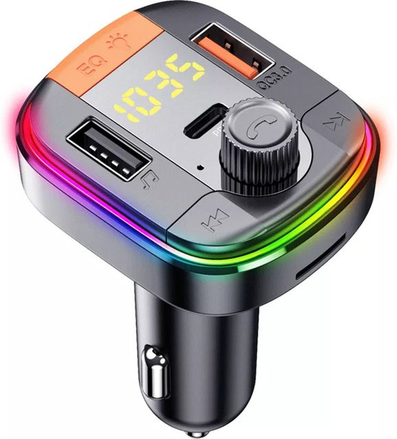 Yesido Y45 FM-Bluetooth-Modulator in Schwarz mit 2 x USB-A, 1 x USB-C und 1 x microSD-Slot - Bild 1