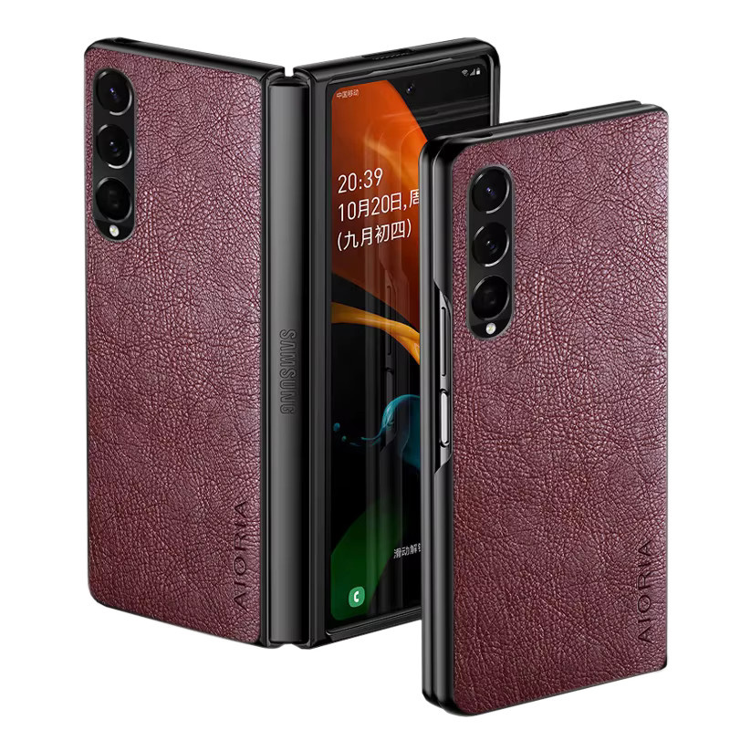 Luxus Leder Business Cover Hülle für Samsung Galaxy Z Fold 5, Z Fold 4 und Z Fold 3 in Braun - Bild 1