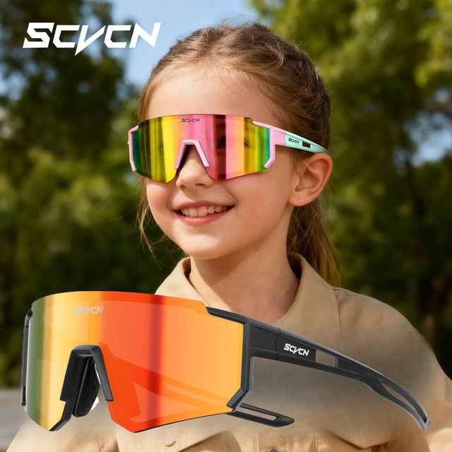 SCVCN Sportsonnenbrille Kinder, Vollrand, Wrap - Bild 1