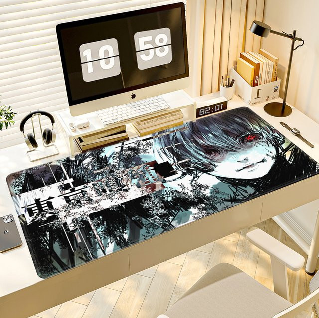 HYBXAXC Mauspad Tokyo Ghoul Kaneki Ken Design in Schwarz und Weiß für Gaming und Büro - Bild 1