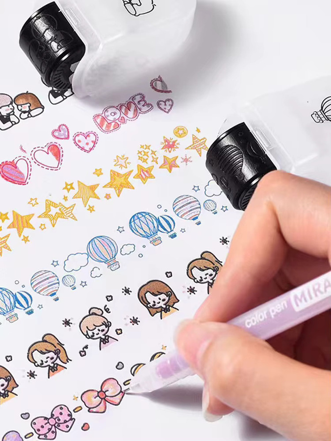 Kreativer DIY Graffiti Roller mit Cartoon-Blumenmuster für Kinder, Mehrfarbig - Bild 2