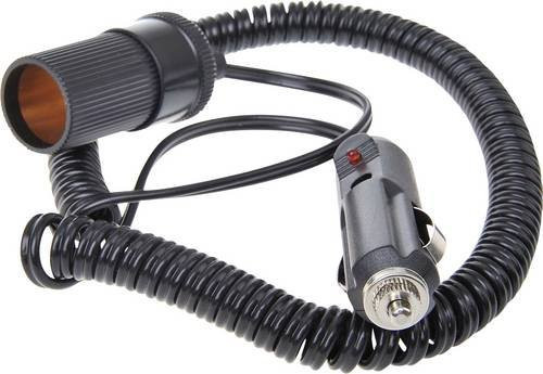 IWH Spiral-Verlängerungskabel Schwarz 3 Meter für 12/24 Volt DC max. 10A - Bild 1