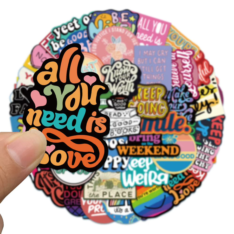 50 Stück englische Spruch-Graffiti-Aufkleber von Papery Pop Store in Multicolour für Laptop, Handyhülle und Notizbuch - Bild 2
