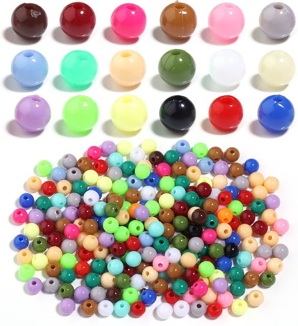 lingsai Kunststoffperlen, 6 mm, rund, mehrfarbig, 100 Stück - Bild 1