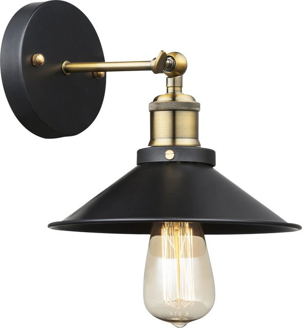 Globo Wandleuchte LENIUS in Schwarz und Gold/Messing mit E27 Fassung - Bild 1