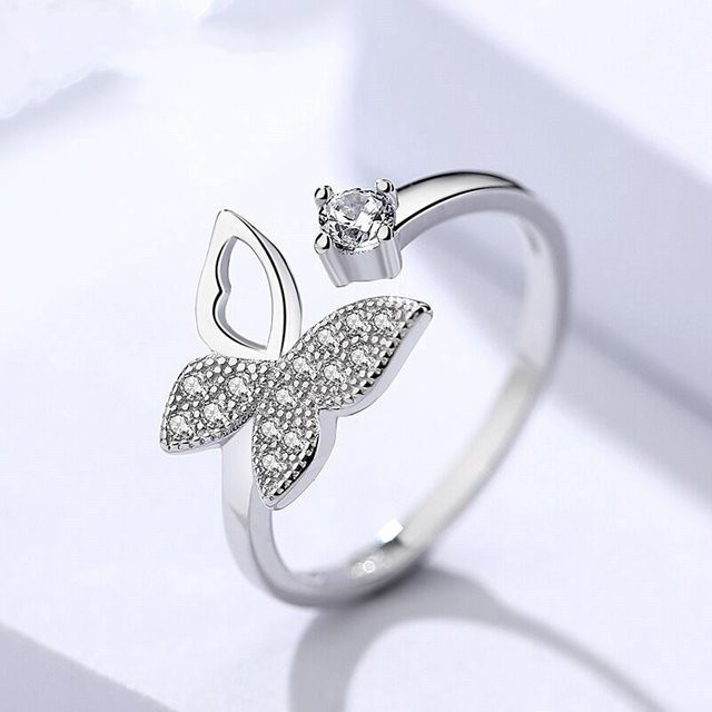 GaGa-Duck Ring 925 Silber, Schmetterling, Kristall - Bild 1